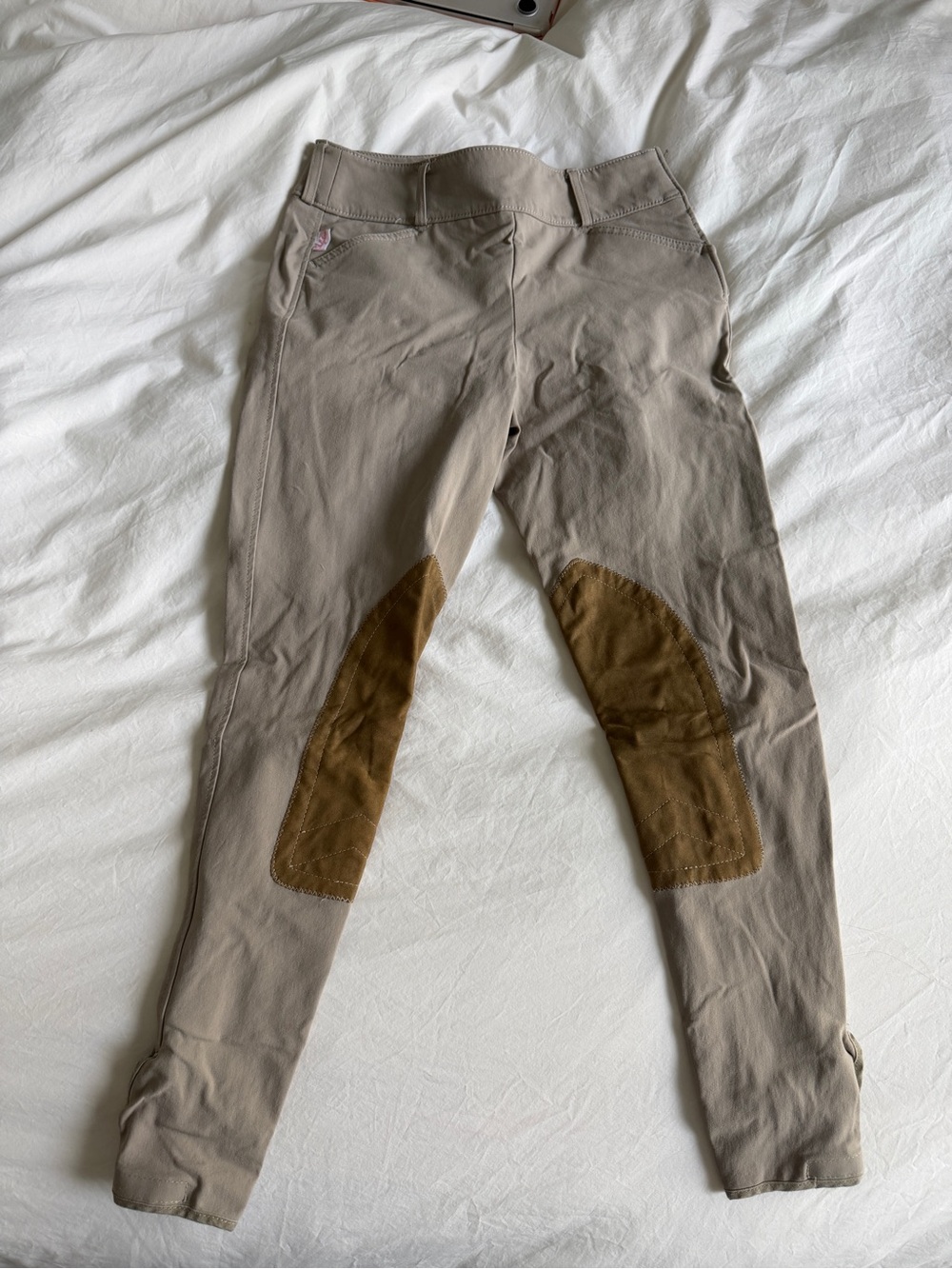 The Tailored Sportsman Beige Riding Pants with Brown Knee Patches